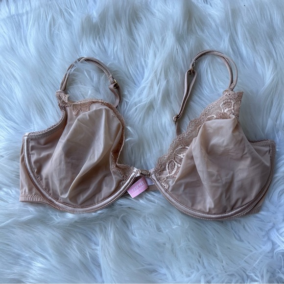 Victoria’s Secret Tan Nude Mesh Floral Lace Unlined Very Sexy Bralette Bra